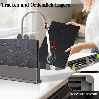 Набір обробних дощок MASTERTOP, 4 шт. з підставкою, індексовані, придатні для миття в посудомийній машині, великі кухонні дошки для риби, м'яса, овочів, фруктів