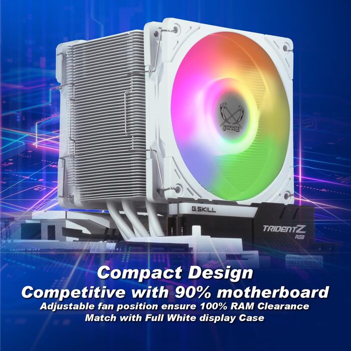 Scythe Mugen 6 White ARGB - Кулер для CPU з RGB підсвічуванням, 120мм, LGA1700, LGA1151, AM5/AM4