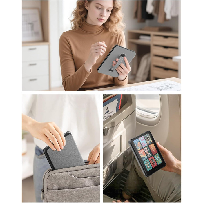 Чохол MoKo для Kindle Paperwhite (12-те покоління, 2024) та Kindle Colorsoft Signature Edition (2024), з петлею для руки, авто-ввімкнення/вимкнення, Agave Grün (сірий)