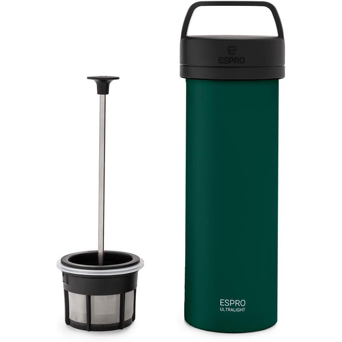 Френч-прес для кави ESPRO Ultralight Mini з термоізоляцією, 475 мл, зелений – портативна кавоварка для подорожей