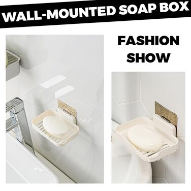Настінний тримач для мила (2 шт.), без свердління, з швидким стоком, ABS-пластик, для кухні та ванної кімнати