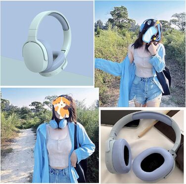 Bluetooth навушники HiFi з активним шумозаглушенням, складні, з мікрофоном, для спорту та подорожей (синій)