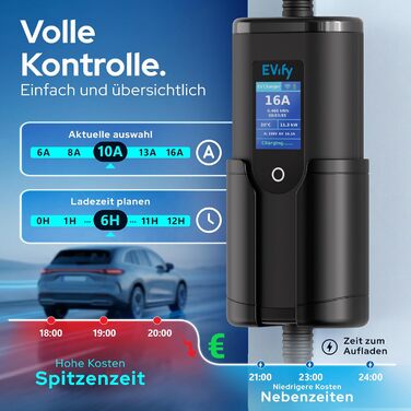 Зарядний пристрій (wallbox) для електромобіля 11 кВт Typ 2, кабель CEE 16A - Typ 2 5м, 3 фази, портативна станція, регульована потужність