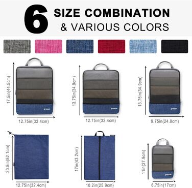 Набір компресійних валізних кубів Prezon для організації багажу (6 шт., Marineblau)