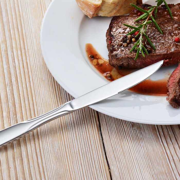 GRÄWE Steak Set for 6 People, Flatware Set 12-Piece, Dinnerware Set including Steak Knives, Steak Forks, Pizza Cutlery Stainless Steel 18/10, Polished, Dishwasher Safe, Spaten Series