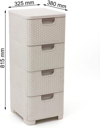 Комод CURVER STYLE з 4 шухлядами, поліпропілен, кремовий, 33x38x79 см