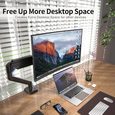 Кріплення для монітора Suptek MD01A: підходить для моніторів 13-32 дюймів, до 9 кг, газ-амортизатор, 360° оберт, регулювання висоти, нахил, VESA 75x75/100x100 мм, чорний