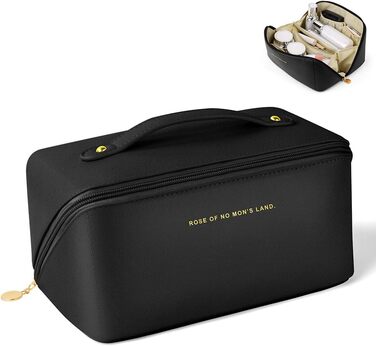 Чорна косметичка для подорожей з PU шкіри, велика місткість, водонепроникна, органайзер для туалетних аксесуарів