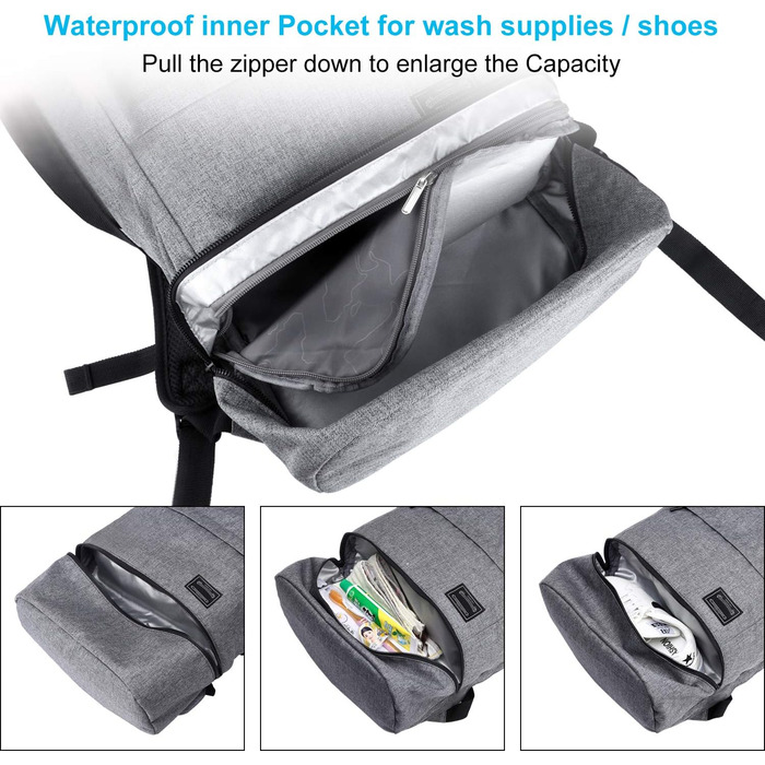 Sports Bag for Men Women, Crossbody Bag for the Gym, Travel Backpack, Gym Bag 3 in 1 Design with Shoe Compartment, Waterproof and Lightweight Gym Bag (Gray)