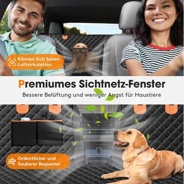 JOEJOY Dog Car Seat Cover - Waterproof & Scratch-Resistant Back Seat Protector with Side Flaps & Window, for Cars, Vans, SUVs - 135x144cm - Black