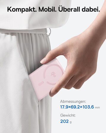 Power Bank Baseus EnerFill Qi2 MagSafe 10000mAh з PD 22.5W та бездротовою зарядкою 15W (Рожевий)