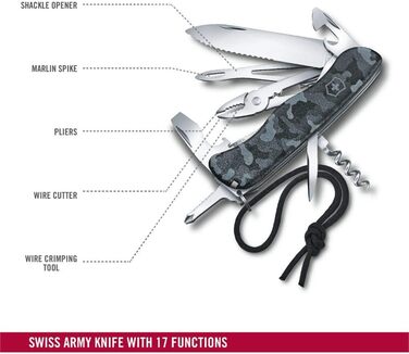 Мультитул Victorinox Skipper W: Швейцарський ніж з 18 функціями, з фіксатором та серрейний клинок