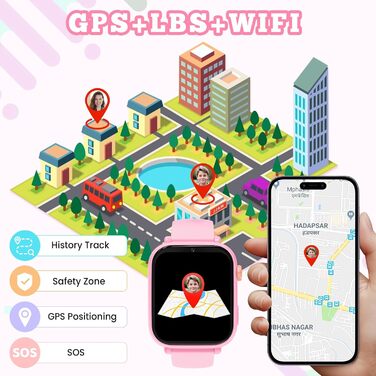 Дитячий розумний годинник Kinder Smartwatch з GPS, 4G, відеодзвінками, SOS та іграми для дітей 4-12 років (рожевий)