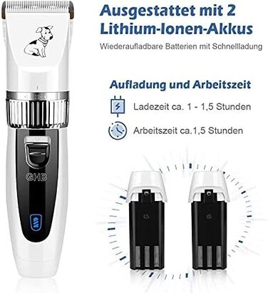 Машинка для стрижки собак та котів Tierhaarschneider - професійна машинка для грумінгу з 6 насадками та акумулятором