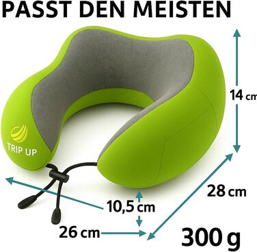 Подушка для шиї Trip Up з Memory Foam - для подорожей (літак, авто) - ергономічна, м'яка, дихаюча, регульована, чорна (Cedar Green)