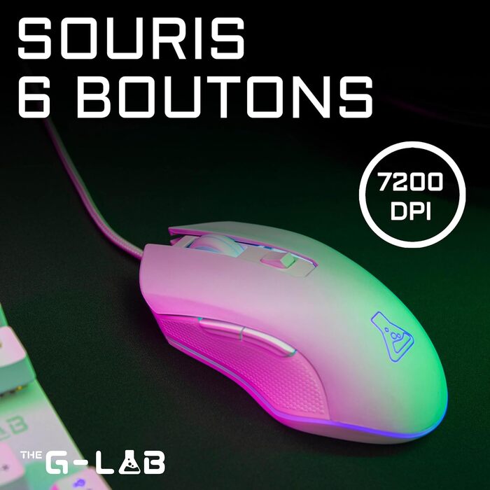 G-Lab Combo Mercury: Механічна ігрова клавіатура та миша, RGB, Switch Red, Azerty, 7200 DPI [Білий]