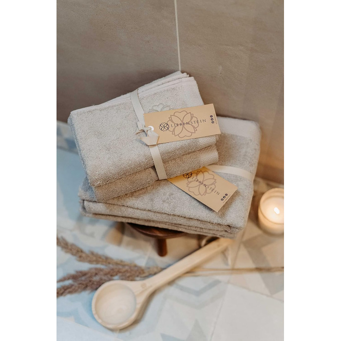 Liebenstein® Premium Towel Set - in beige - 2 shower towels 70x140 cm and 2 hand towels 50x100 cm made of finest cotton with 550 g/m² - exceptionally soft and absorbent