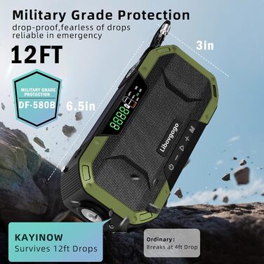 Радіо з ручним приводом та сонячною зарядкою - з акумулятором 5000mAh, радіо для екстрених ситуацій, IPX5 водостійке, AM/FM, портативне, динамо, кемпінг, на відкритому повітрі, ліхтарик, SOS, USB-C (зелене)