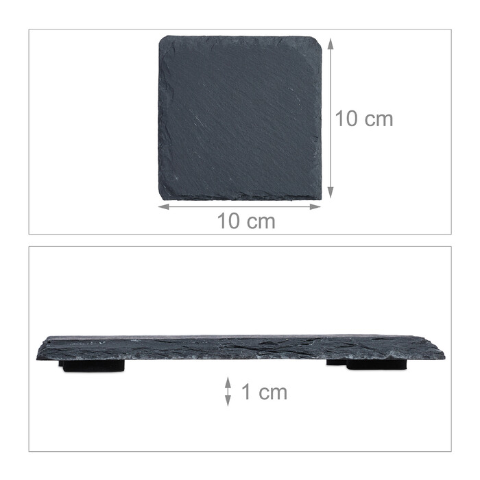 Relaxdays Set of 20 Slate Coasters, 10x10 cm