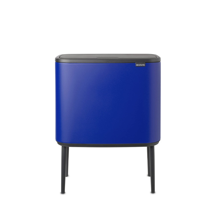 Сміттєвий відер Brabantia Bo Touch Bin 36 л, металевий, з двома внутрішніми відрами (11 л + 23 л), Mineral Powerful Blue, 54 x 32 x 68 см