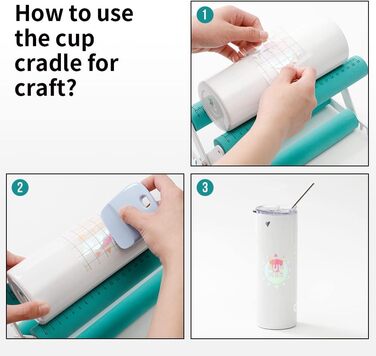 PYD Life Cup Holder for Crafts, Vinyl, Mint Green, with Foam Measurements, Two Angles, Adjustable for Cups, Mugs, Bottles, Epoxy Crafting