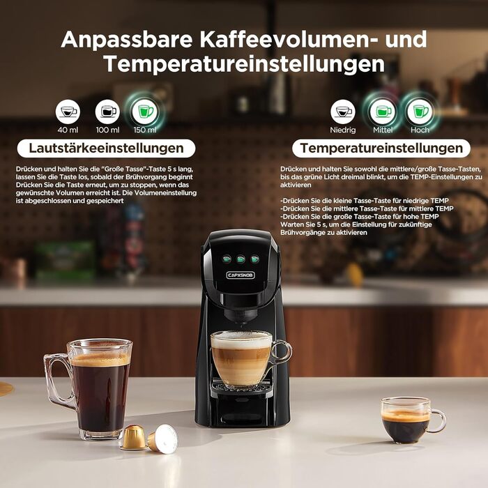 Кавомашина 5-в-1 Warriors1 для Nespresso, Dolce Gusto, Lavazza A Modo Mio, Espresso Point та кавової гущі, 20 bar, 0.8 л, автоматична, для дому та офісу, чорна