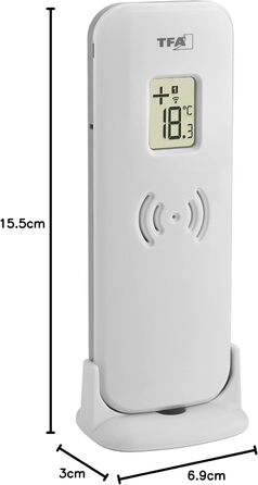 TFA Dostmann Funk Thermometer Indoor/Outdoor, 30.3072.01.90, including radio clock and date, Max.-Min. function, wireless, Amazon Exclusive, black