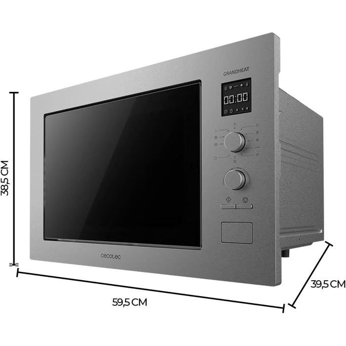 Вбудована мікрохвильова піч Cecotec GrandHeat 2550 з грилем, 25л, 1320W, 8 функцій, нержавіюча сталь