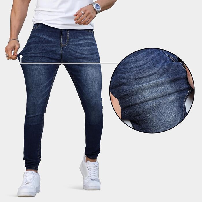 Чоловічі джинси GINGTTO Slim Fit Stretch Skinny блакитні, 40W/30L