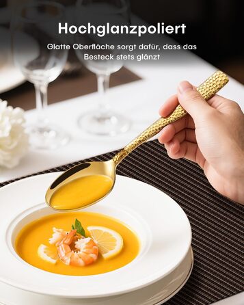 Набір столових приборів Honkku для 6 осіб, чорний, з товстого нержавіючого сталі, з рифленими ручками (30 предметів)