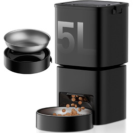 Автомат для годування котів та собак, 5л, інтелектуальний, програмований, білий/чорний