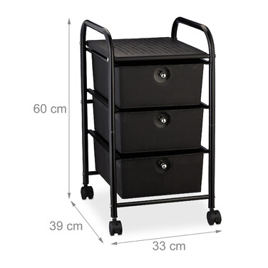 Relaxdays Rolling Cart with 3 Drawers