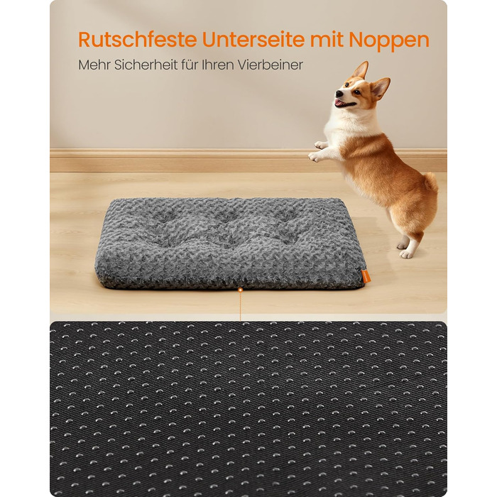 Ліжко для собак Feandrea XL, м'яка підстилка для великих собак, 110 x 73 см, сірий колір, PGW293GN01