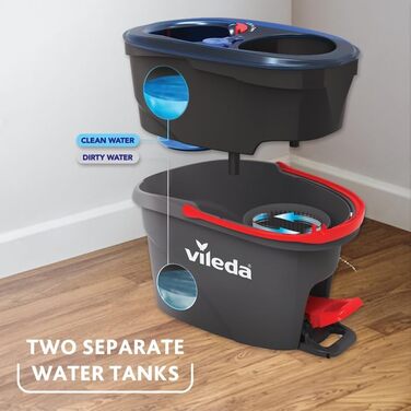 Vileda RinseClean Spin Mop System: мікрофібровий моп з відром, система віджиму, легке миття підлоги