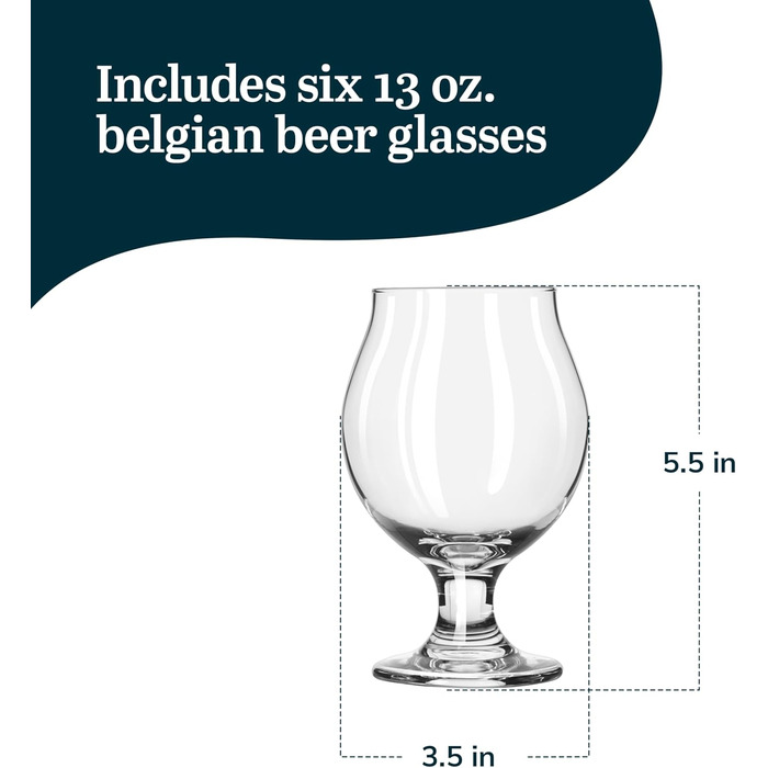 Склянки для бельгійського пива Libbey Belgische Biergläser 370 мл, 6 шт - для ель, тюльпан