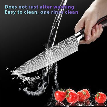 Набір ножів Dfito, 8 предметів: гострі ножі з нержавіючої сталі різних розмірів з зручними ручками. Кухонний набір ножів: гострі, стійкі до корозії, з неслизькими ручками. Модель D8 (5 шт.)