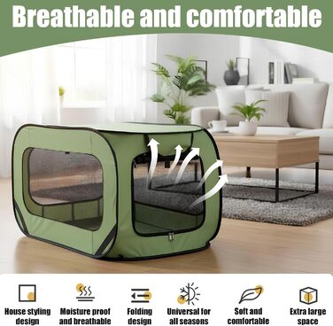 Транспортна переноска для собак та котів, складана Pop-Up, 94x53x53 см, зелена