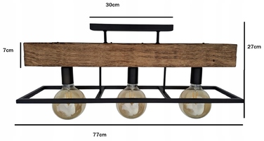 Люстра-ліхтар у стилі лофт з масивною дерев'яною балкою, дерево та метал