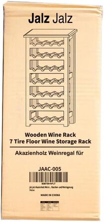 Jalz Jalz Acacia Wood Wine Rack for 28 Bottles, Sturdy and Lightweight Bottle Rack for Cellars, Restaurants, and Storage Rooms, Modular Expandable Bottle and Wine Storage