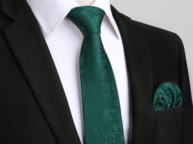 Краватка чоловіча Enlision для весілля, комплект з краваткою, нагрудною хусткою та краватками-манжетами, шовкова, паваротті, однотонна, різні кольори (F2 Зелений 2)