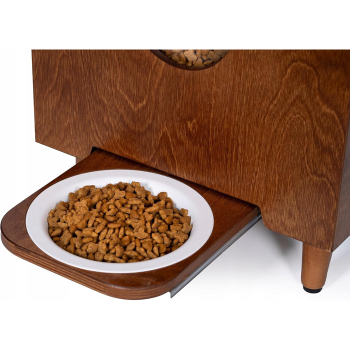 Автоматичний годівниця для котів та собак QLS, 20л, з мискою, 60 x 30 x 30 см, коричнева