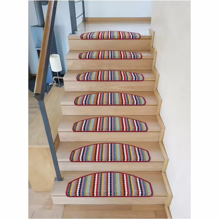 Комплект килимків для сходів Metzker Multistripe, напівкруглі, різнокольорові, 18 шт.