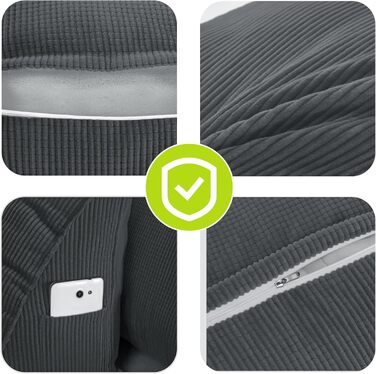 Підлогове подушник-підголівник Johnear для ліжка та дивана, 45x20x35 см, сірий