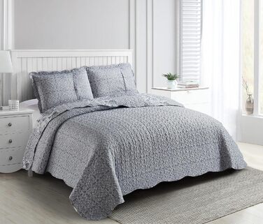 Набір постільної білизни Brilliant Sunshine Grey Heart Love Patchwork (2 шт.) з ковдрою та наволочкою, двостороння, для двоспального ліжка (Queen, сірий)