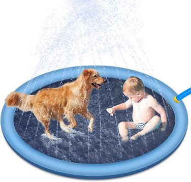Dog pool for dogs, splash pool for pets, 100cm foldable sprinkler and splash play mat, dog splash pool, summer toy, spray cushion garden outdoor portable sprinkler.