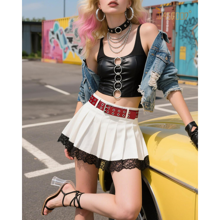 Ремінь жіночий та чоловічий JasGood Punk, подвійне кільце, стиль косплей, хіп-хоп, рок, готика, 105-120 см (Червоний)