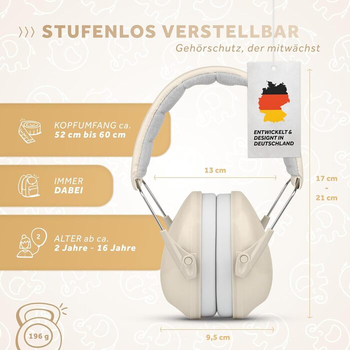 Schallwerk® Kapselgehörschutz Kiddies (Sandy Beige) - Навушники для захисту вух для дітей, Schallwerk®