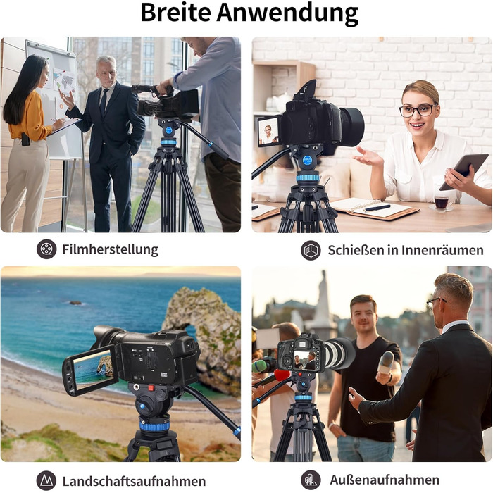 SIRUI AM-25S: Професійний штатив для відеозйомки з Fluid-головкою, 190 см, для камер, DSLR, відеокамер, максимальне навантаження 10 кг