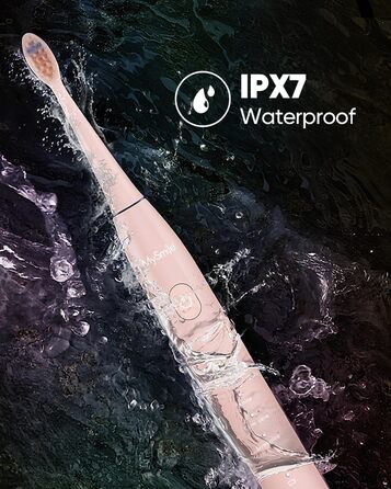 Електрична зубна щітка MySmile DY156 для дорослих: акумуляторна звукова щітка з 3 насадками, таймер 2 хвилини, 5 режимів, 45000 вібрацій на хвилину, 60 днів роботи від однієї зарядки (рожевий)