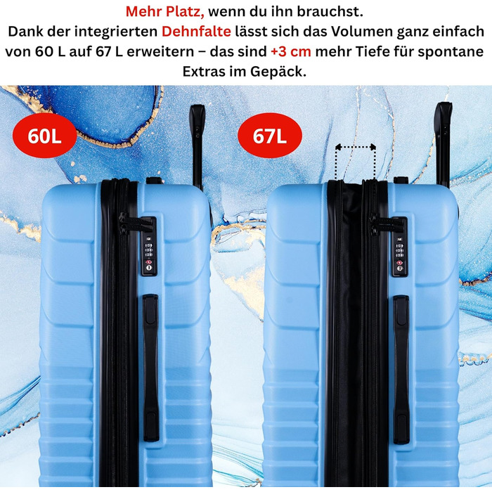 Валіза Cocoono Hartschalenkoffer велика, 95-104L, 8 коліс, 360°, ABS, TSA, телескопічна ручка, блакитна